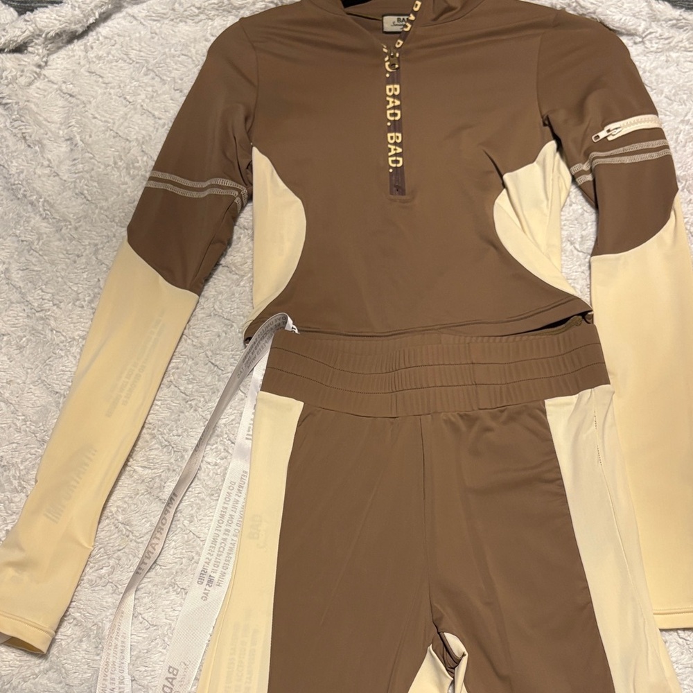 Brown and Cream Two Piece Set